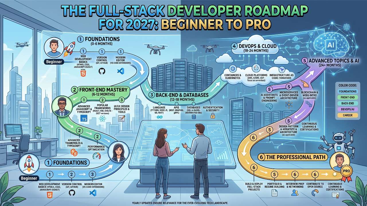 The Full-Stack Developer Roadmap for 2027 (Beginner to Pro)